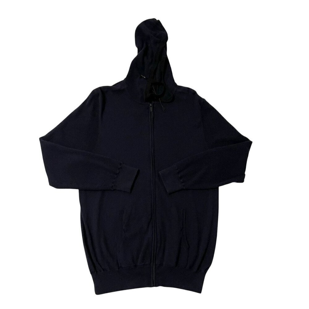 NAADAM Cashmere Blend Zip Up Hoodie Sweatshirt Pocket Navy Blue Unisex sz Large